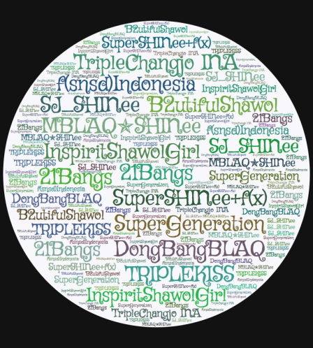 Word cloud generated from KPK's Combo Fandom Twitter List
